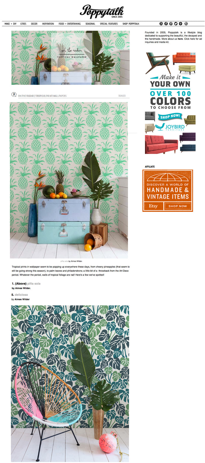 Pina Sola And Deliciosa Wallpaper in Poppytalk Magazine