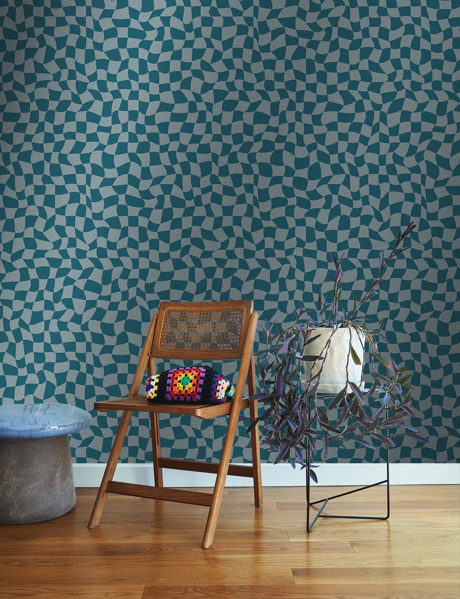 Warped Check Metallic Tidal