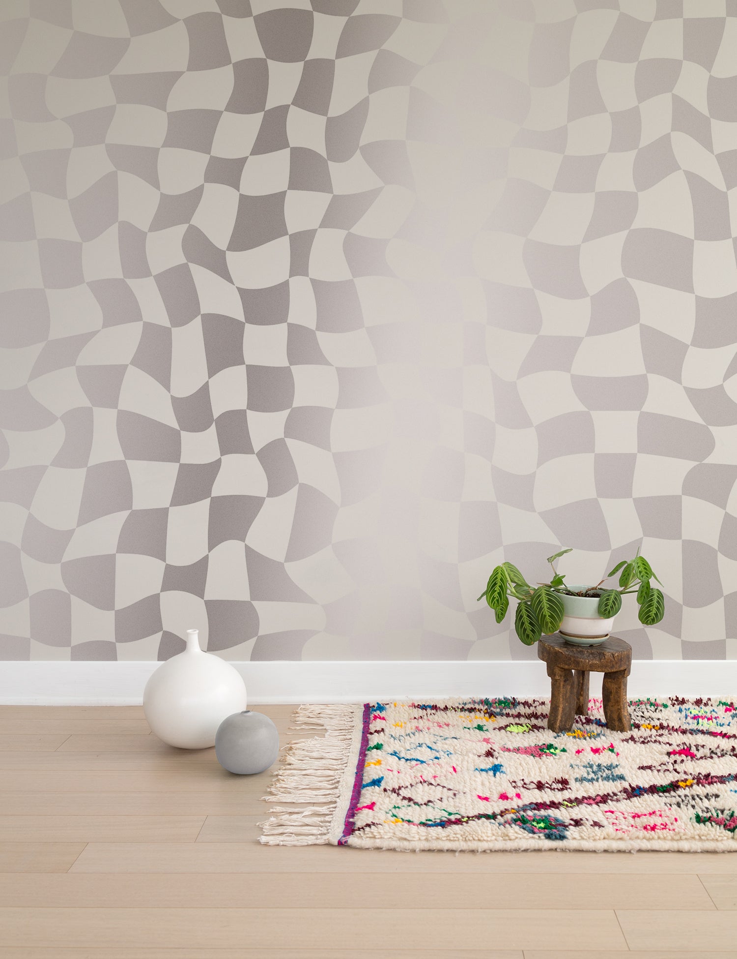 Warped Check Metallic Pearl