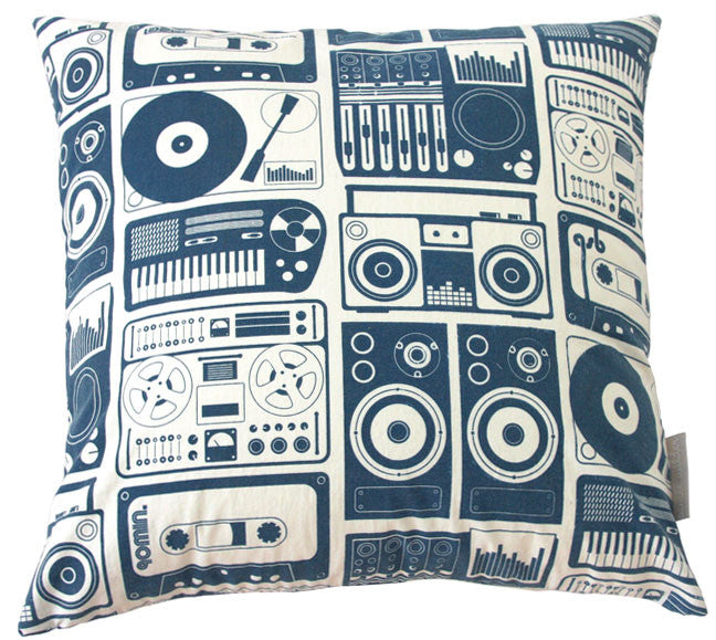 Analog Nights Dark Denim Square Pillow