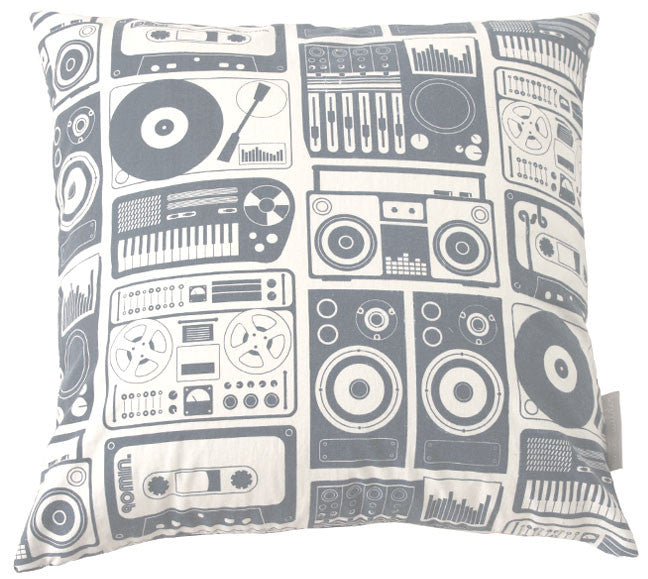 Analog Nights Steel Grey Square Pillow