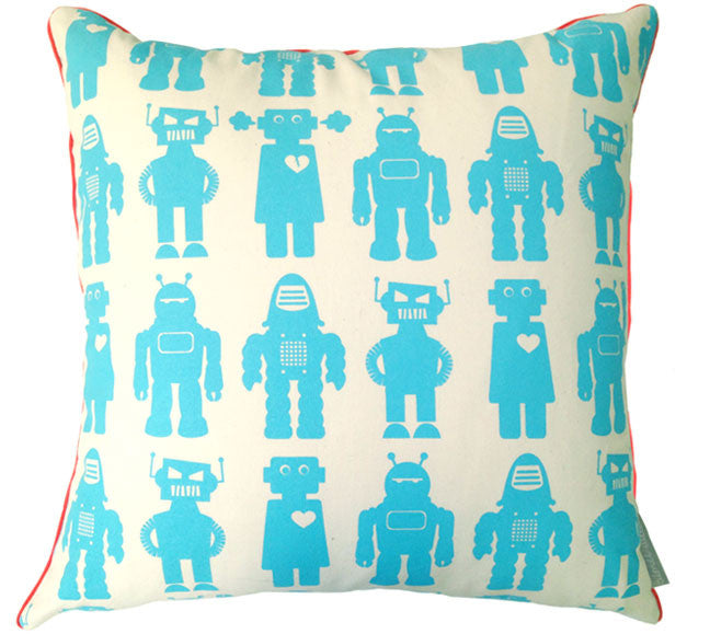 Robots Aqua - 16" x 16" Pillow